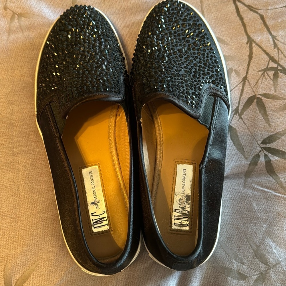 INC black beaded slip on sneakers. EUC - Picture 5 of 6